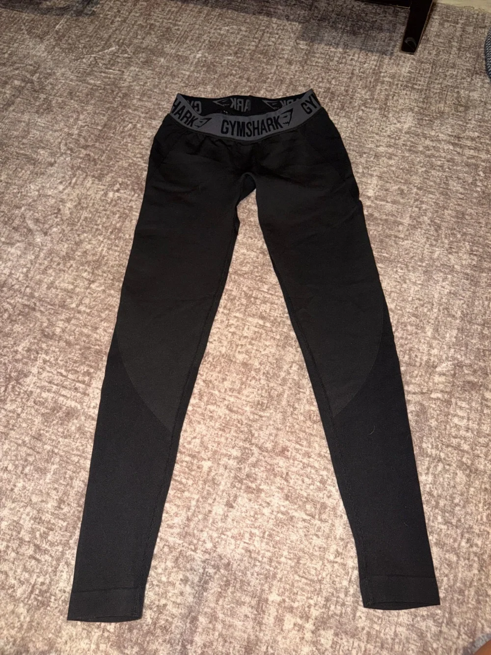 Gymshark Black High-Waist Seam Detail Leggings with Logo Waistband